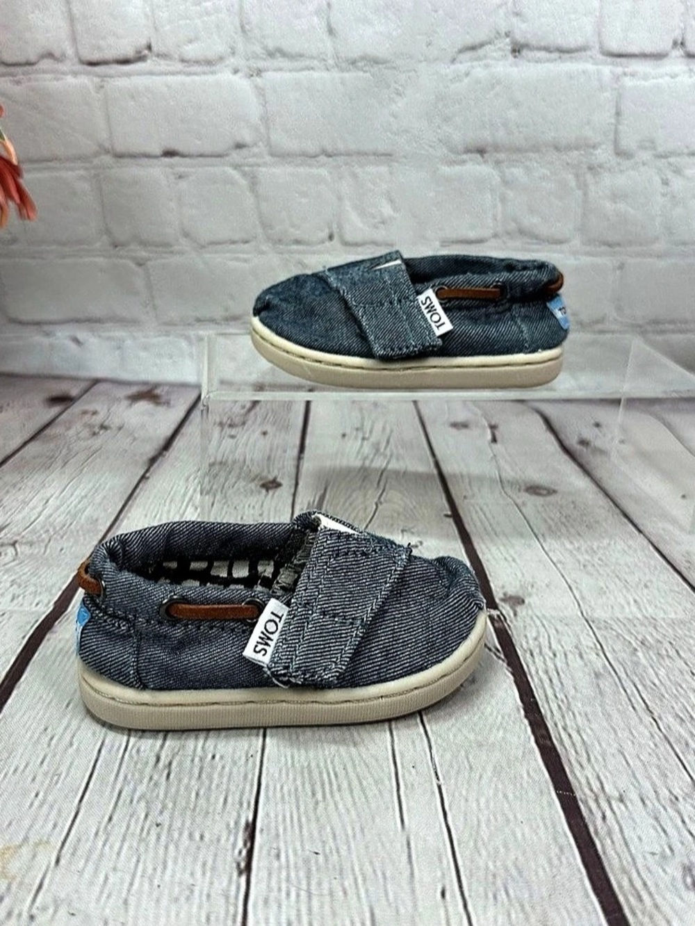 TOMS Tiny Alpargata Hook-and-Loop Kids Denim Sneakers